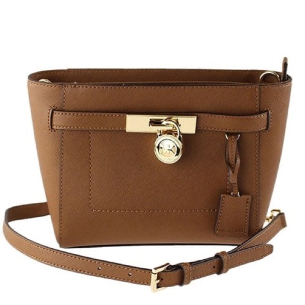 MICHAEL KORS Hamilton Traveler Saffiano TZ MD Messenger Bag in Brown